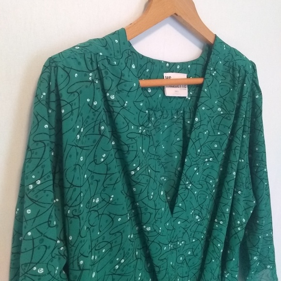 Vintage Retro Green Abstract Ms Paquette Blouse - Picture 2 of 6